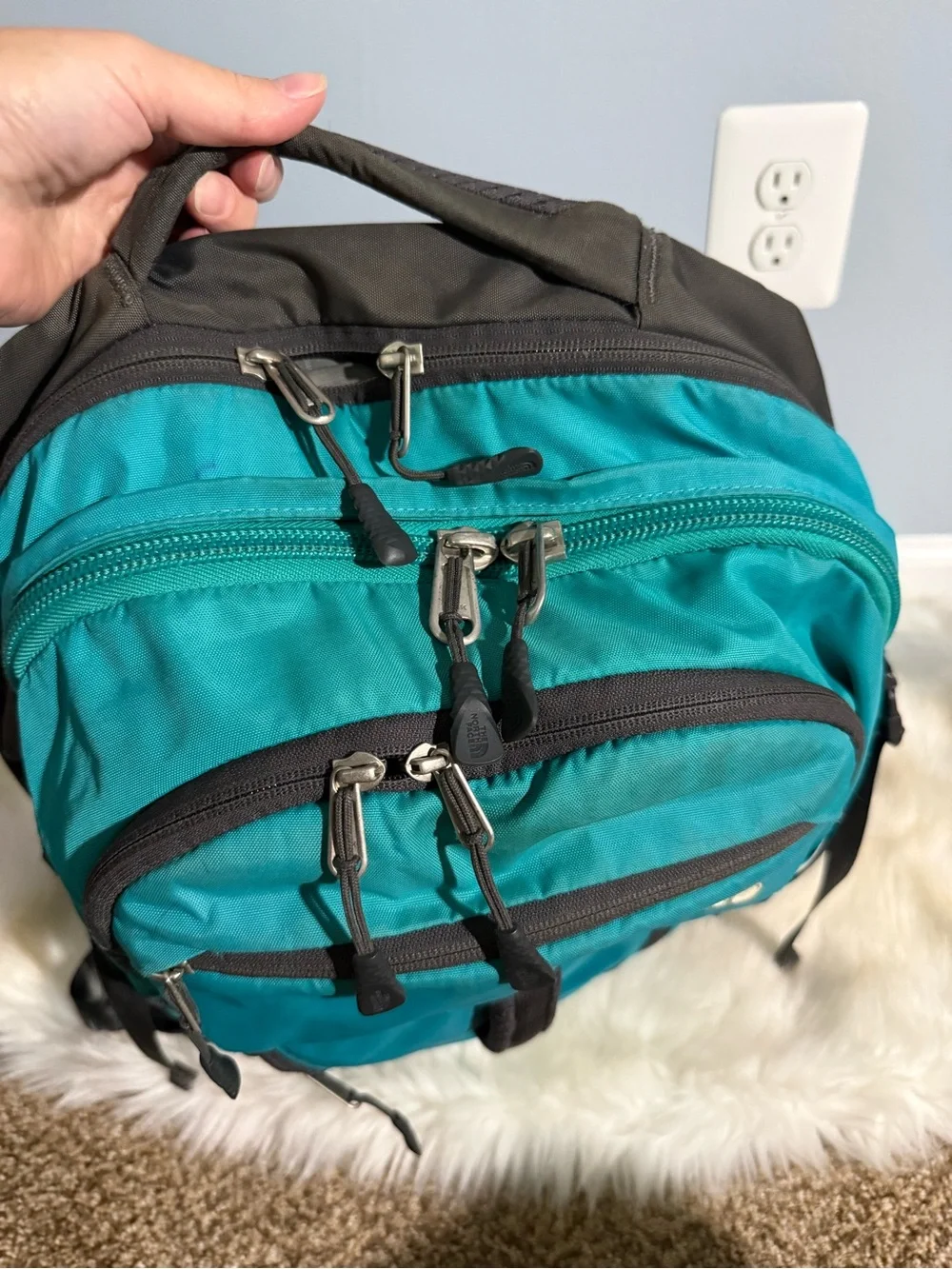 The North Face Teal and Gray Backpack